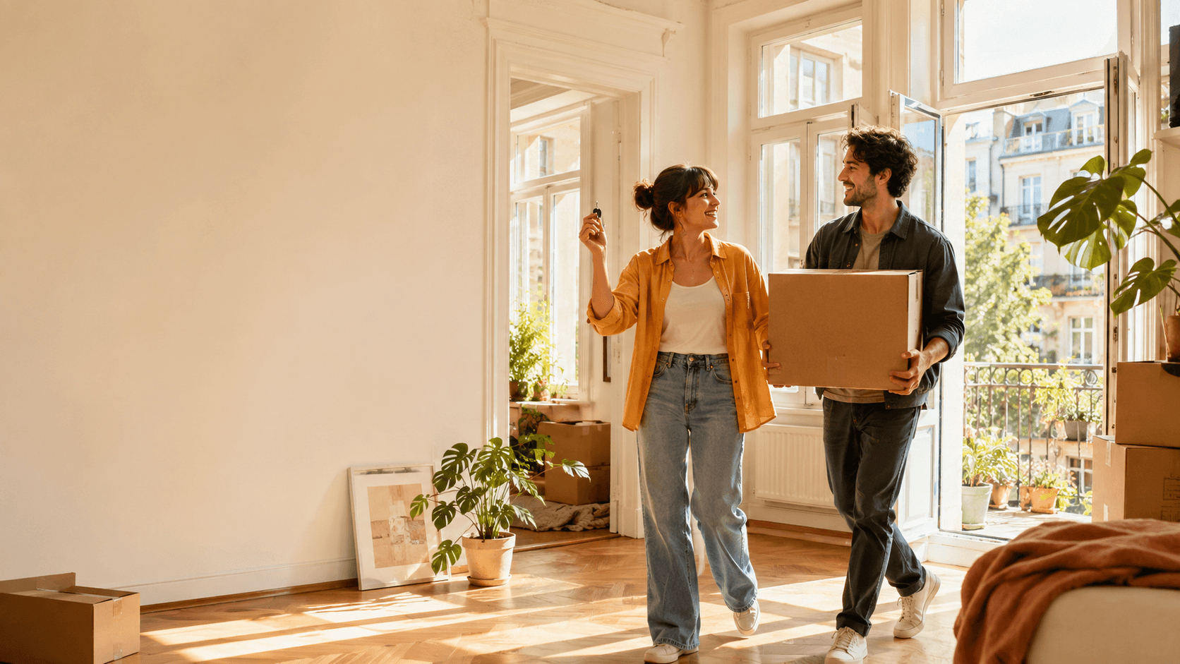 Paar zieht in eine neue Wohnung ein